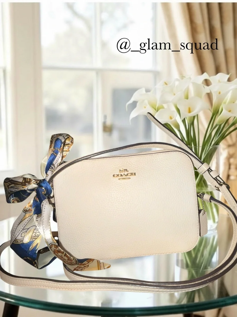 Coach Mini Jamie Camera Bag in Chalk White - Pebble Leather Crossbody